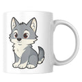 Mug céramique loup illustré — tasse kawaii mignonne artisanale Made in France 330 ml