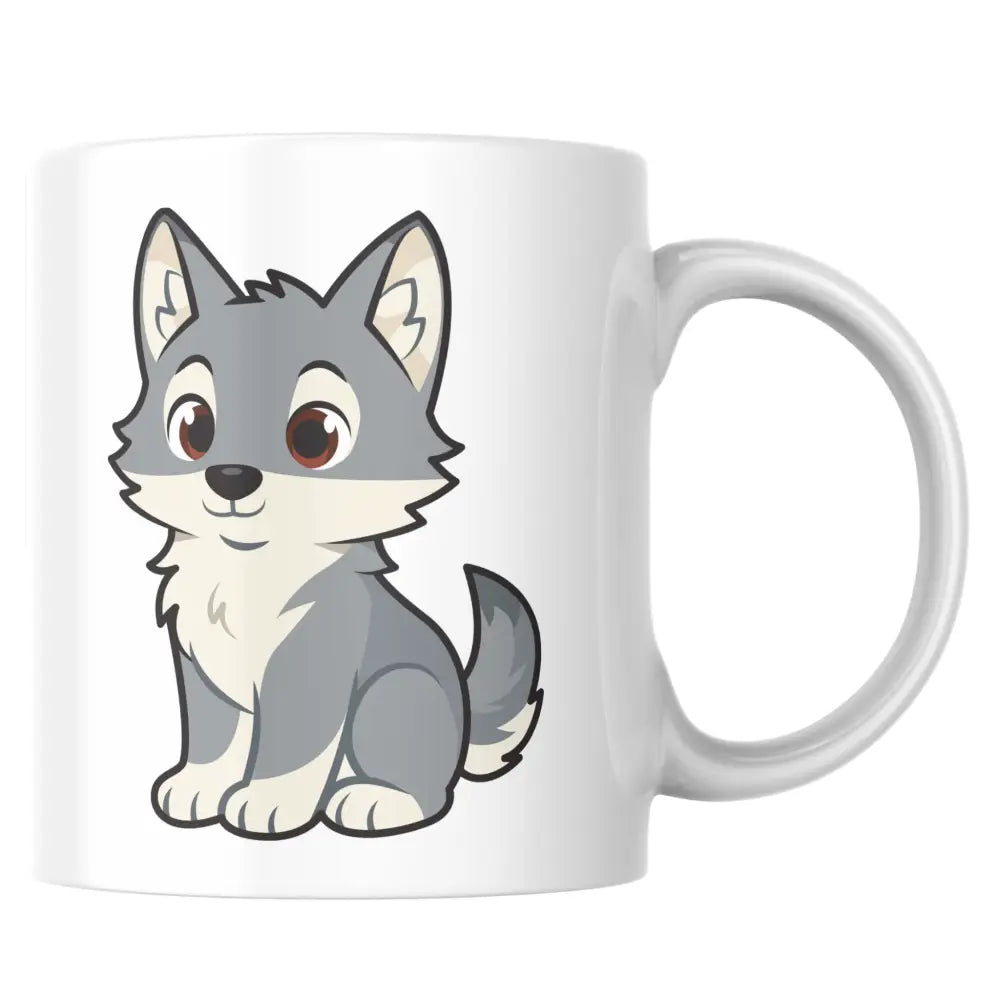 Mug céramique loup illustré — tasse kawaii mignonne artisanale Made in France 330 ml