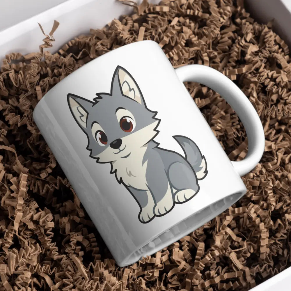 Tasse loup vue de face — mug illustré pour amoureux des animaux céramique nord de France
