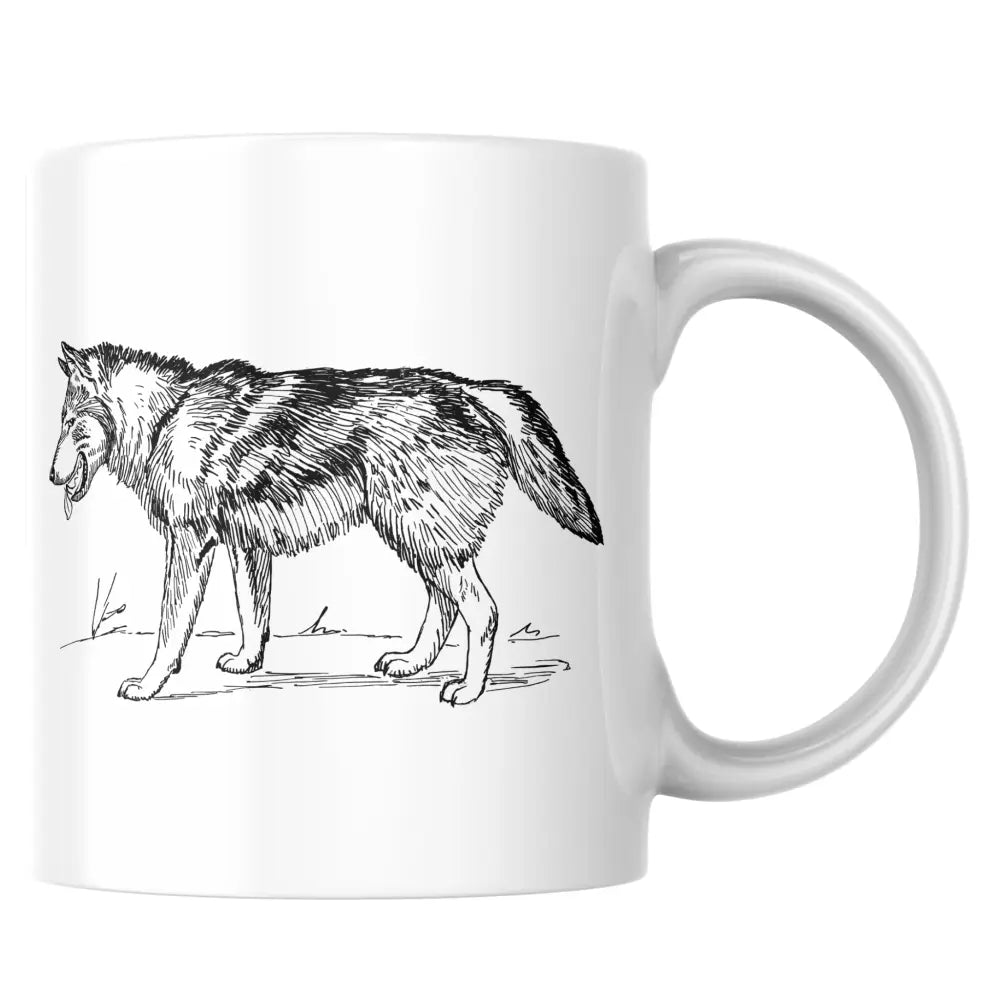 Mug céramique loup illustré — tasse kawaii mignonne artisanale Made in France 330 ml