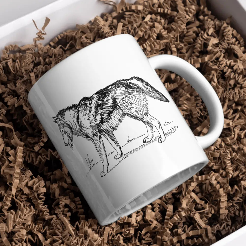 Tasse loup vue de face — mug illustré pour amoureux des animaux céramique nord de France