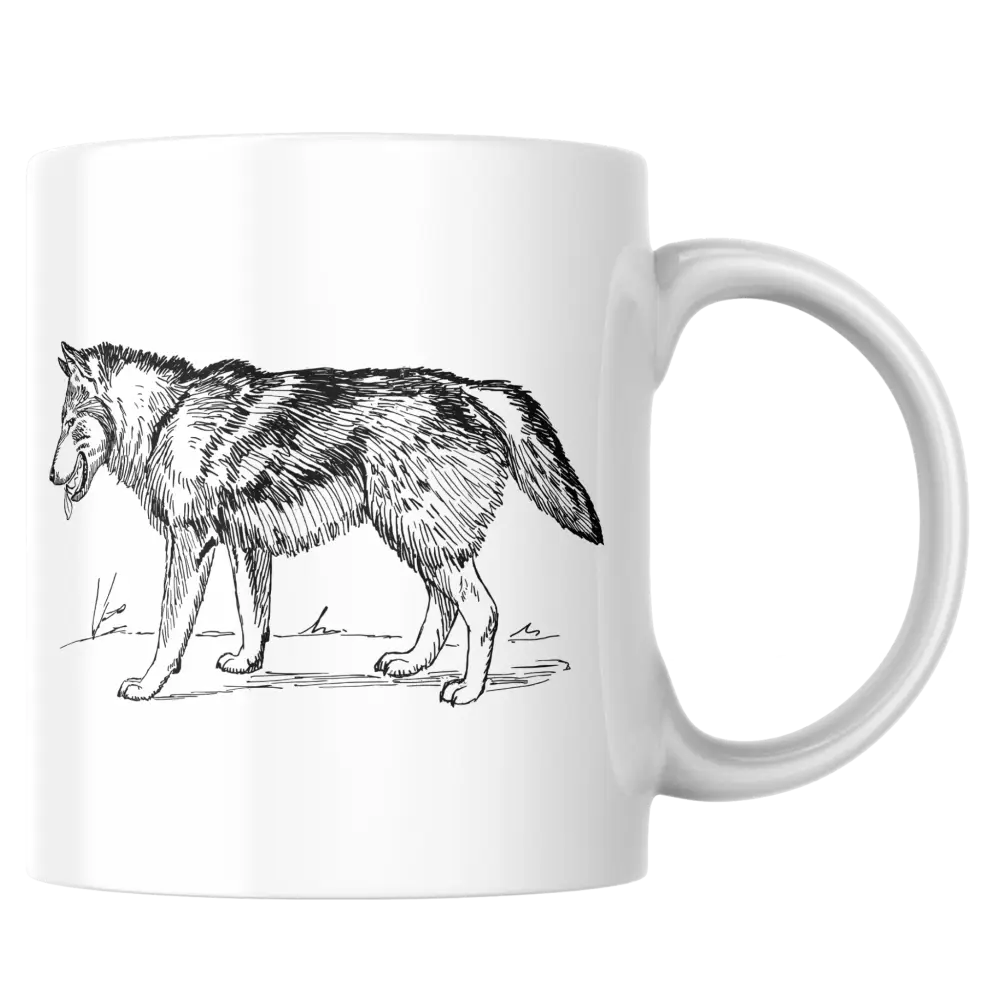 Mug loup – tasse en céramique illustration style croquis – Instant Mugs - Mug