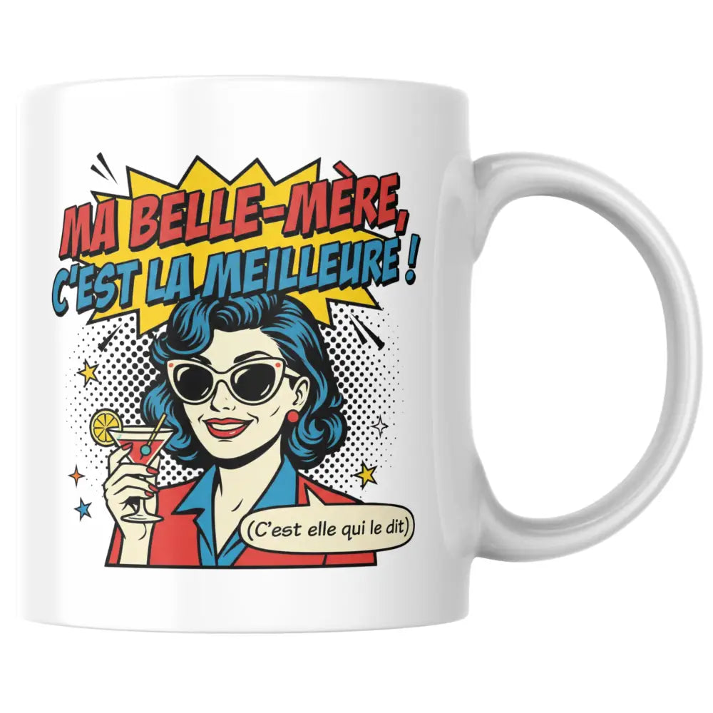 Mug céramique ma belle-mère, c'est la meilleure ! – tasse rétro illustrée — tasse illustrée artisanale Made in France
