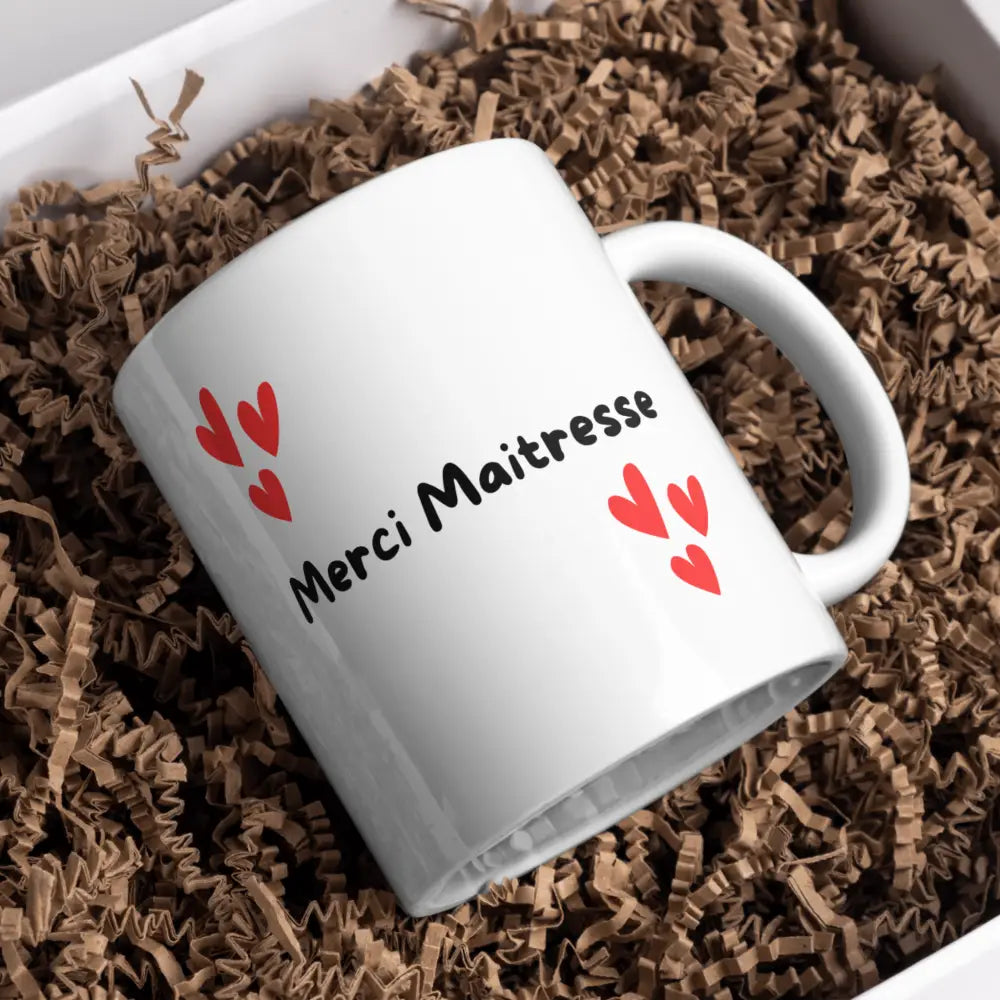 Mug maîtresse Merci – tasse céramique avec cœurs rouges – Instant Mugs - Mug