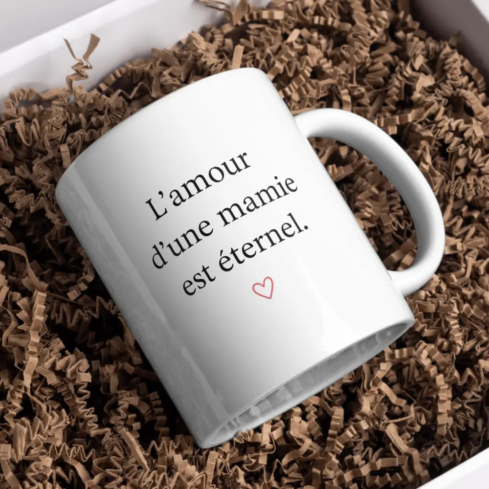 Tasse cadeau mamie vue de face — mug grand-mère floral céramique 330 ml nord de France