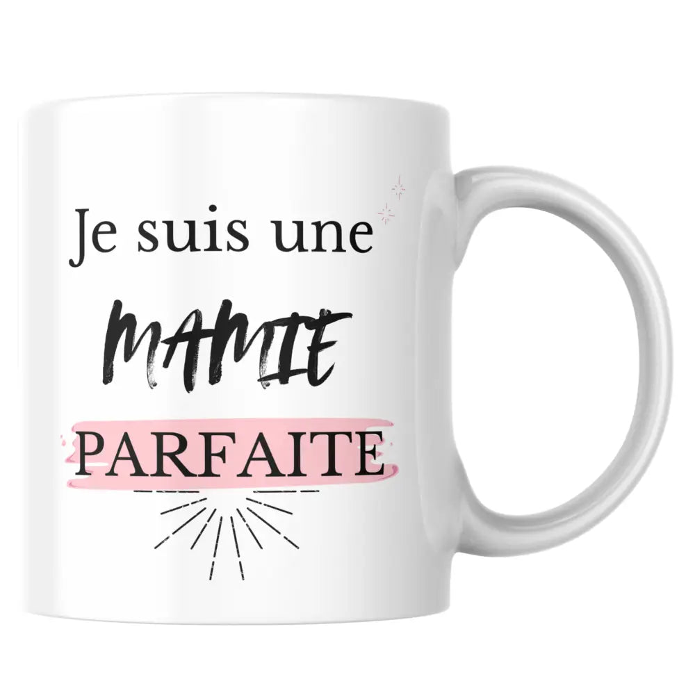 Mug céramique cadeau mamie — mug fête des mamies “mamie parfaite” tasse illustrée artisanale Made in France