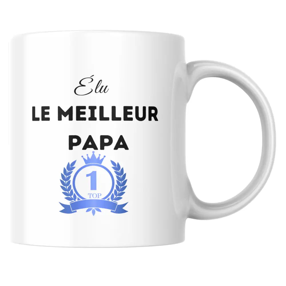 Mug céramique cadeau papa — mug meilleur papa – élu le meilleur papa – fête des pèr illustré artisanal Made in France