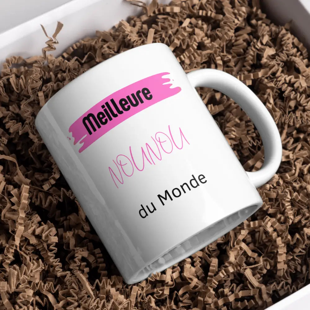 Tasse meilleure nounou du monde — le cadeau qu vue de face — mug céramique 330 ml nord de France personnalisable