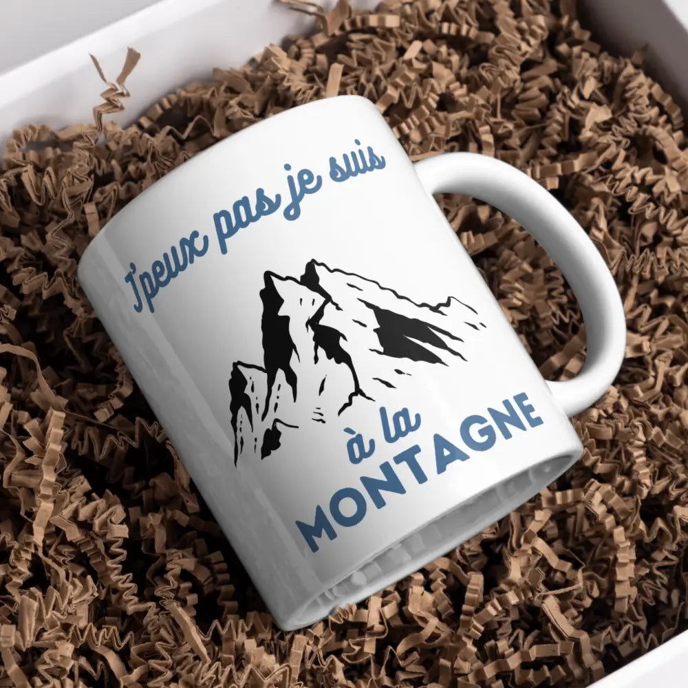 Tasse J'peux pas j'ai Montagne vue de face — mug cadeau humour céramique 330 ml artisanal