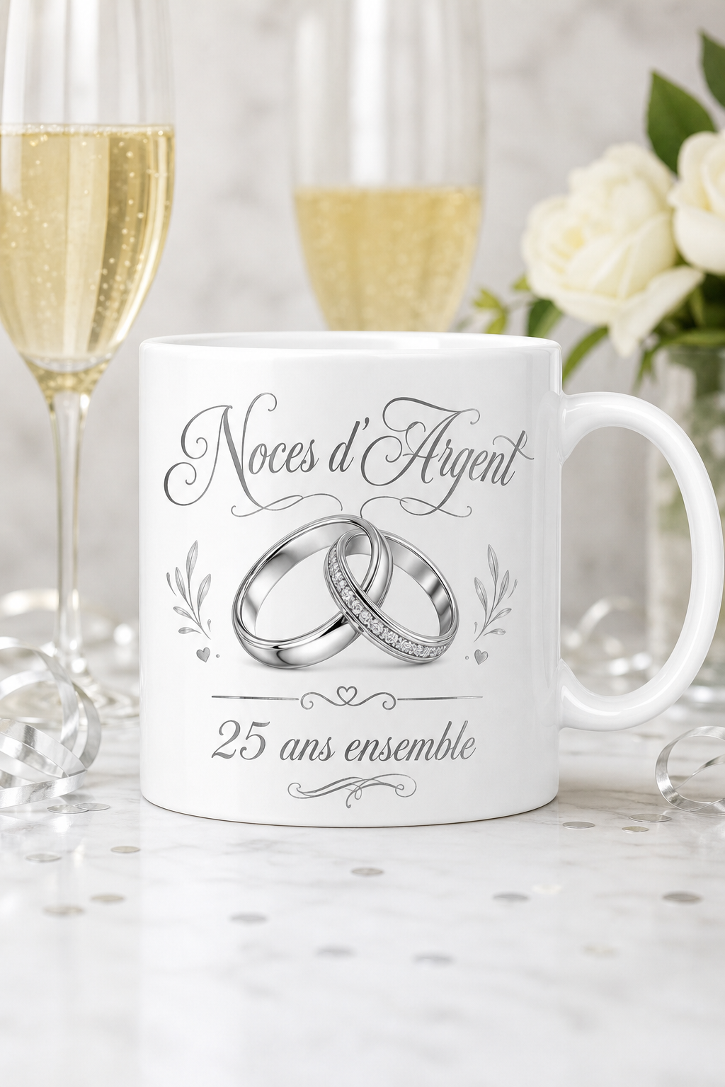 Mug Noces d'Argent personnalisé – 25 ans d'amour | Instant Mugs