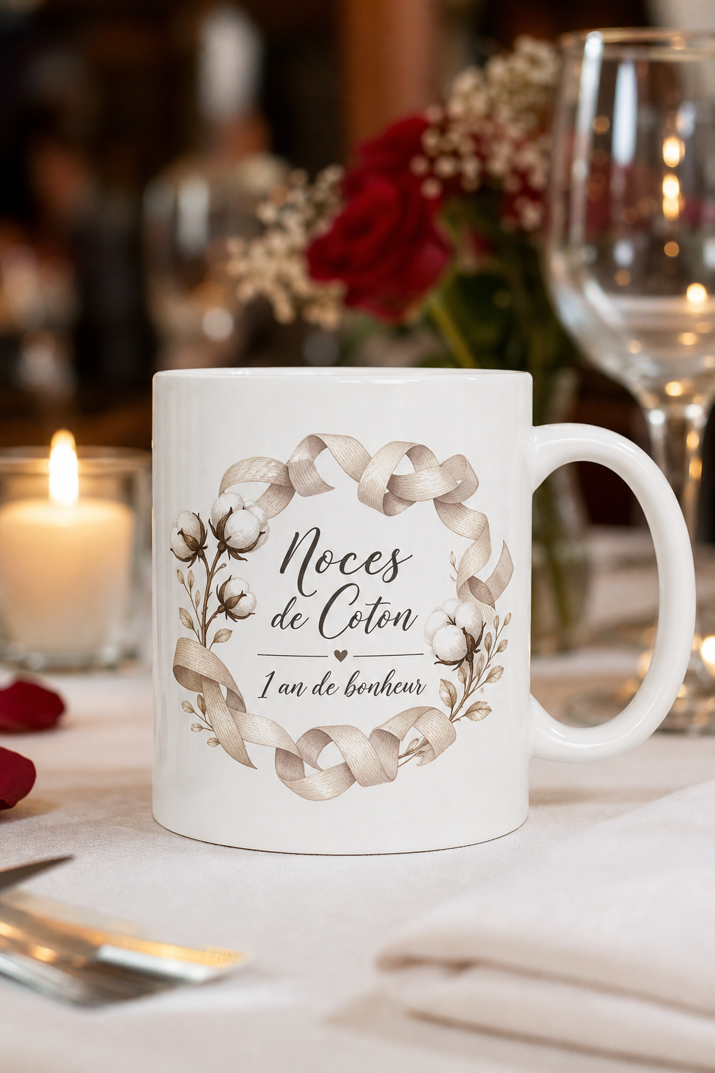 Mug Noces de Coton personnalisé – 2 ans d'amour | Instant Mugs