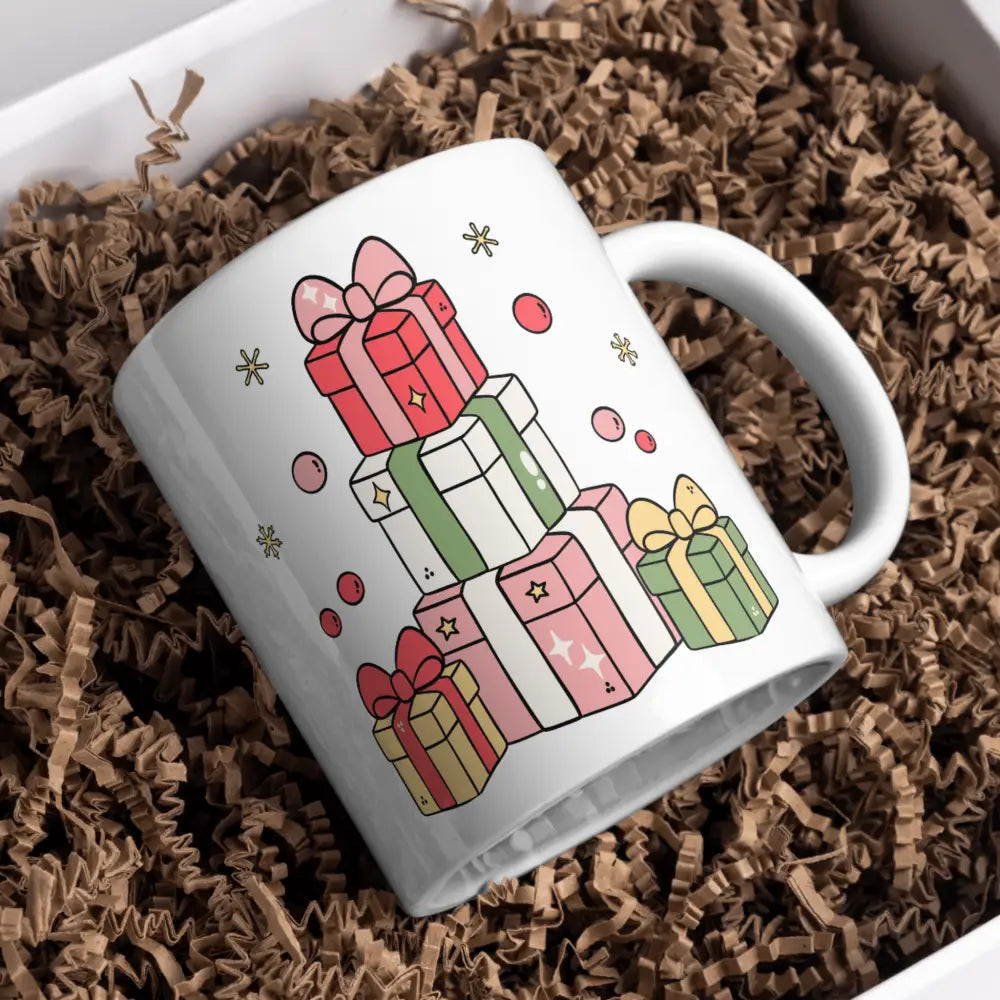 Tasse Noël kawaii vue de face — mug céramique festif 330 ml cadeau sous le sapin