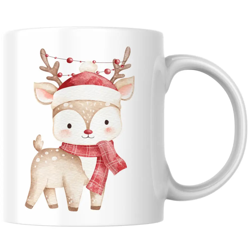 Mug céramique Noël — mug noël renne kawaii tasse festive artisanale Made in France