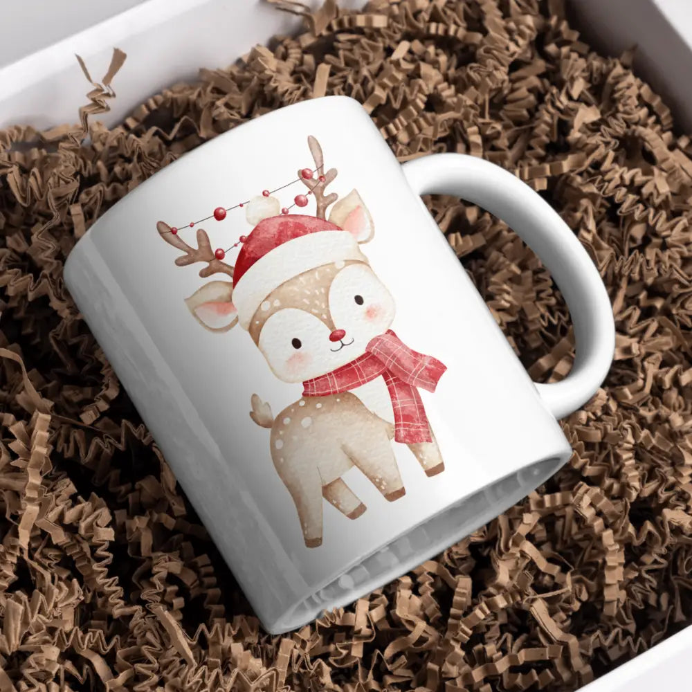 Tasse Noël kawaii vue de face — mug céramique festif 330 ml cadeau sous le sapin