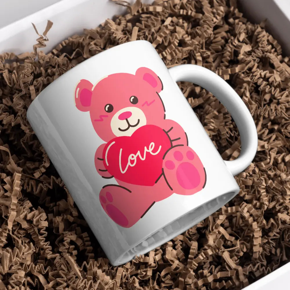Tasse romantique vue de face — mug couple amour céramique 330 ml cadeau Saint-Valentin