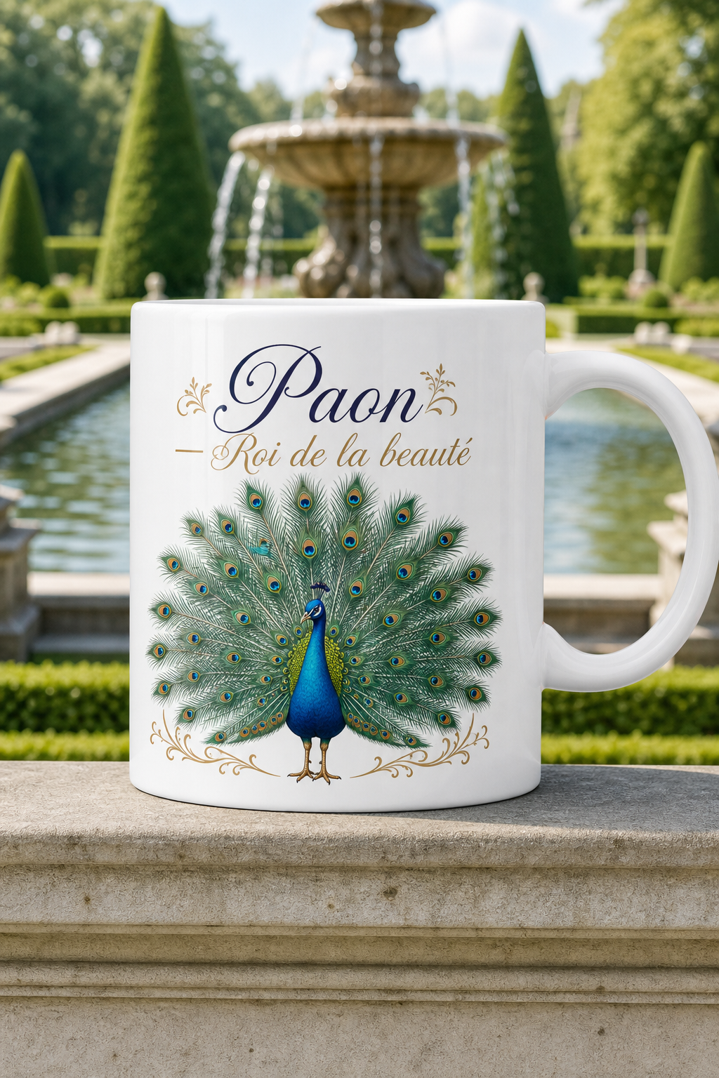 Mug Paon Majestueux personnalisé – élégance café | Instant Mugs