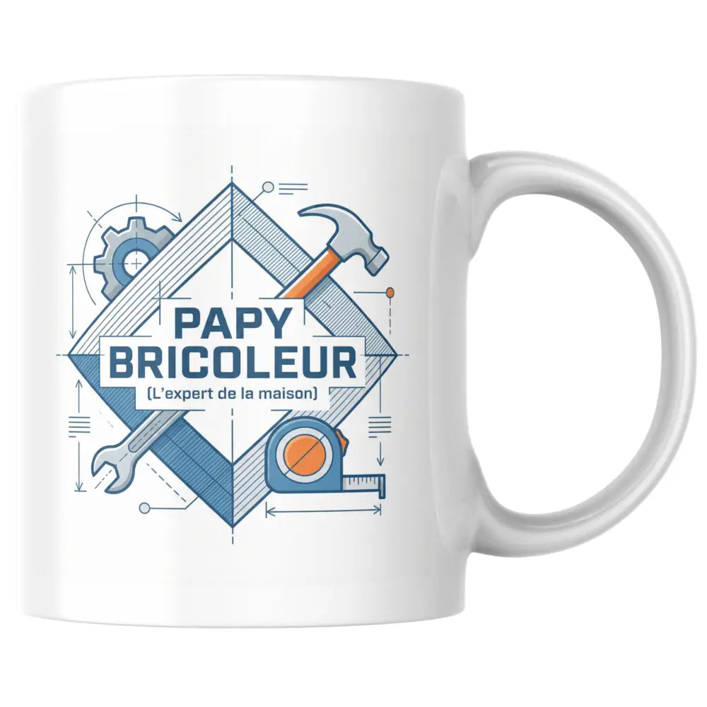 Mug céramique cadeau papy — mug papy bricoleur - l'expert de la maison illustré artisanal Made in France