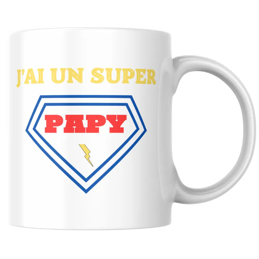 Mug céramique cadeau papy — mug papy – j’ai un super papy personnalisable illustré artisanal Made in France