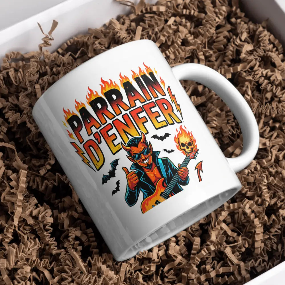 Tasse parrain vue de face — mug cadeau baptême famille céramique 330 ml