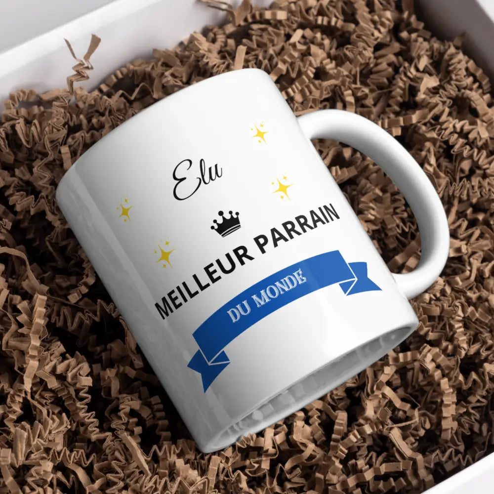 Tasse parrain vue de face — mug cadeau baptême famille céramique 330 ml