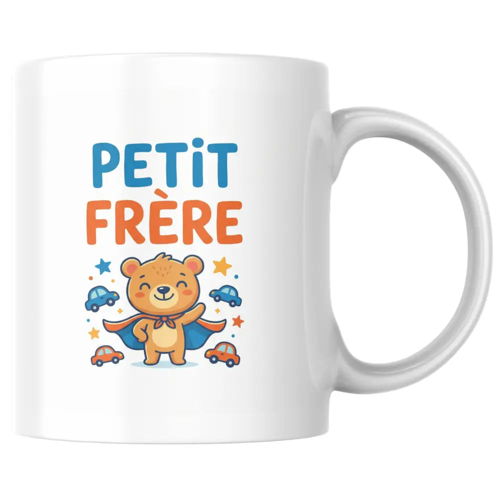 Mug céramique petit frère super héros — tasse illustrée enfant kawaii artisanale Made in France