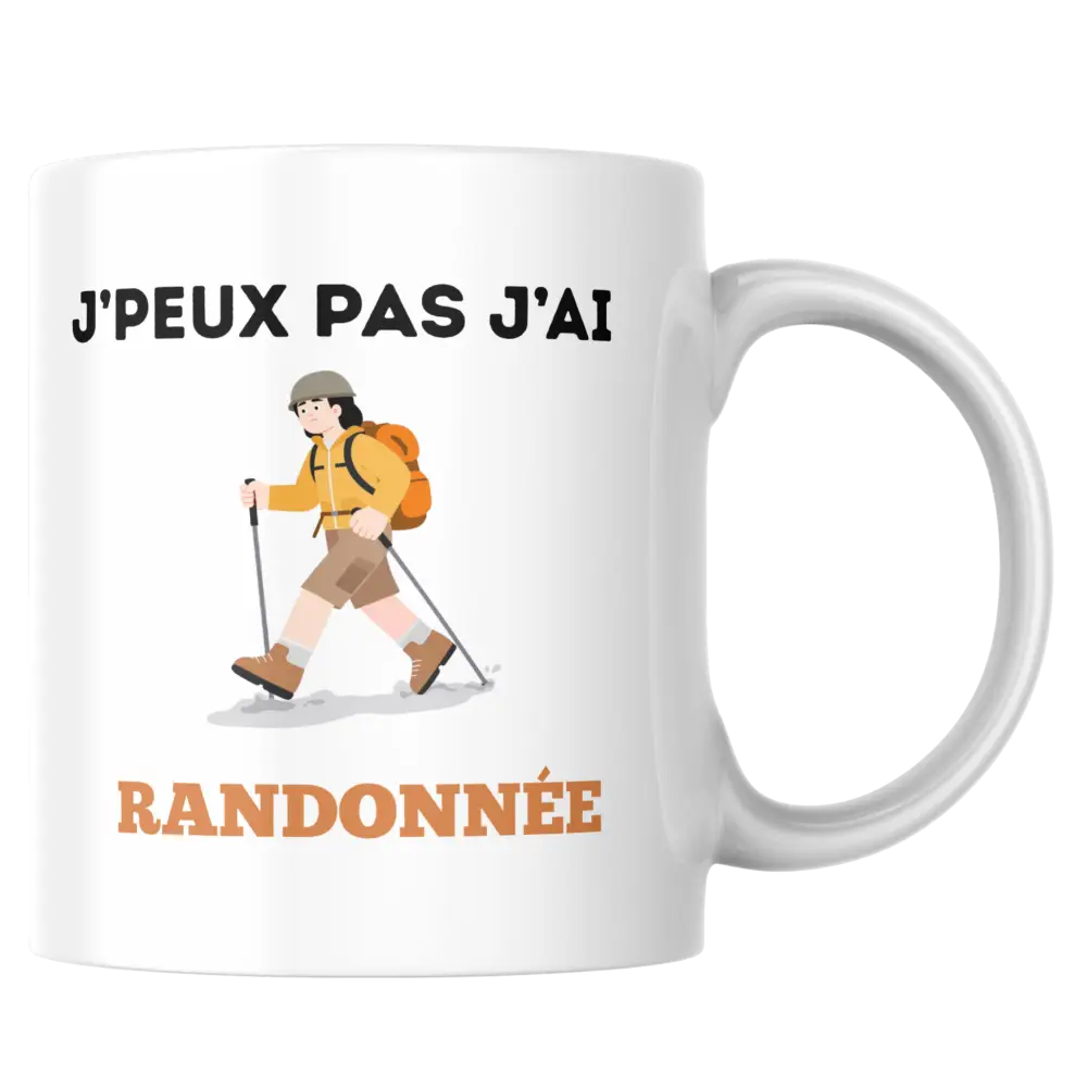 Mug randonnée – tasse en céramique humour « J’peux pas j’ai randonnée » – Instant Mugs