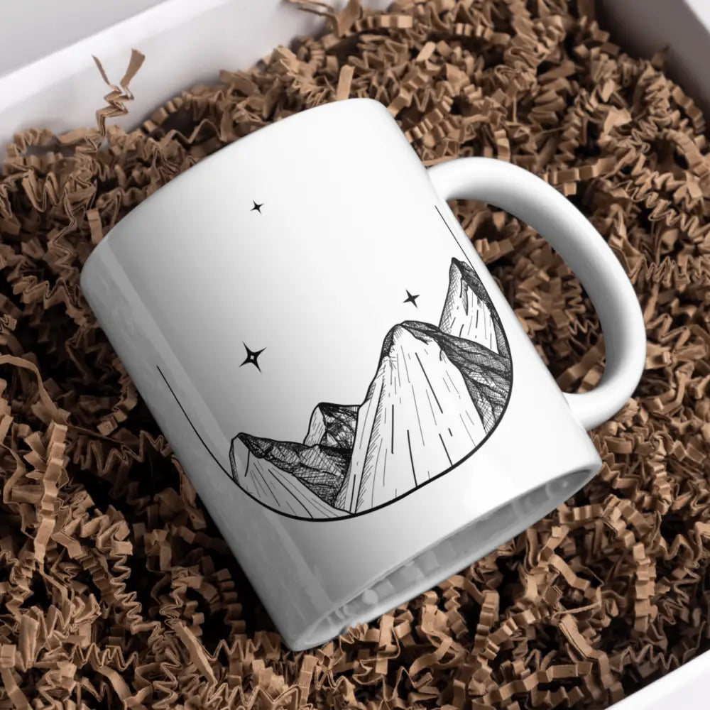 Mug randonnée – tasse en céramique illustration montagnes noir & blanc – Instant Mugs - Mug