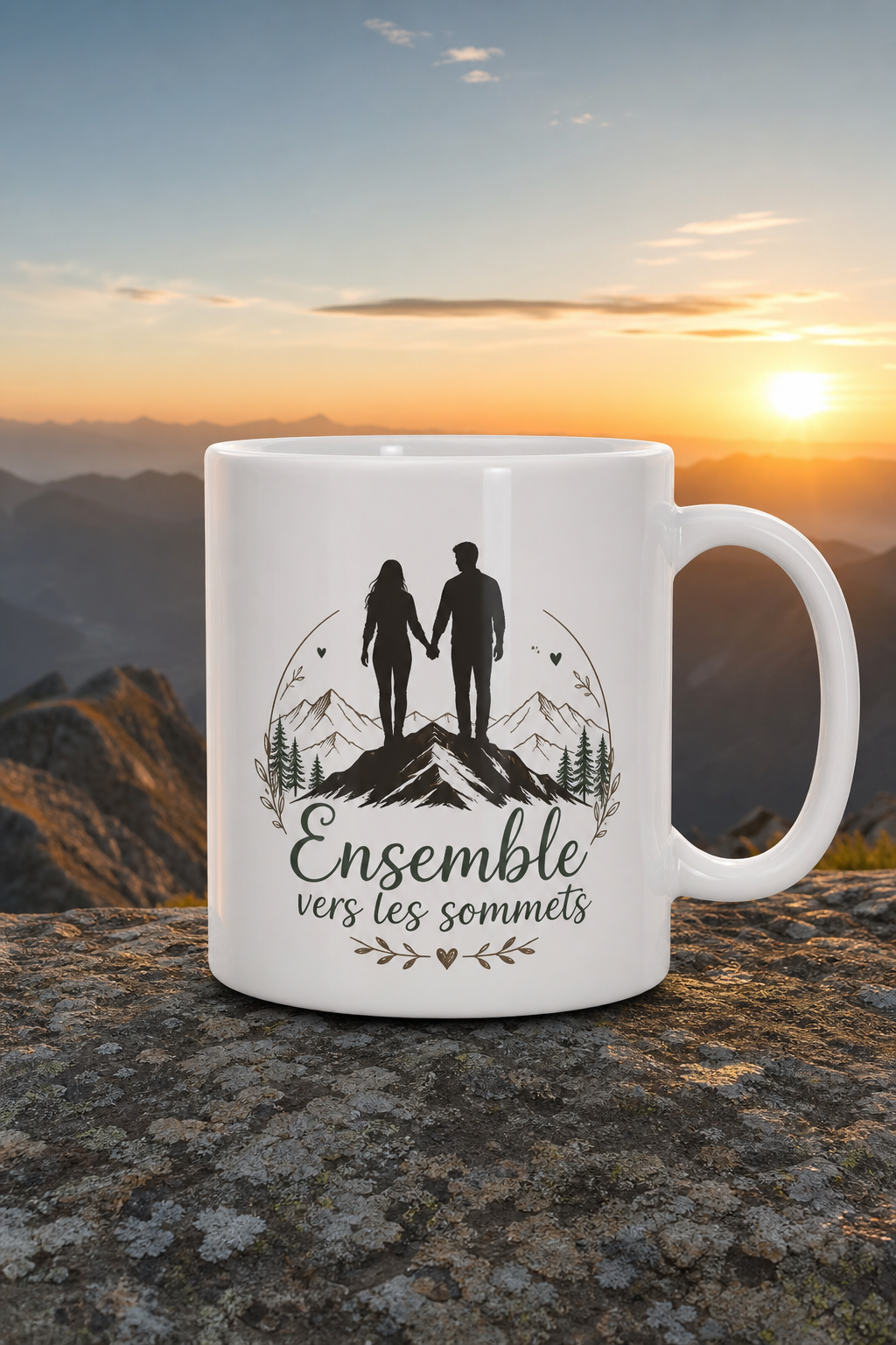 Mug Randonneur Couple personnalisé – chaque pas partagé | Instant Mugs