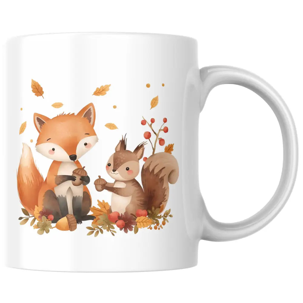 Mug céramique écureuil illustré — tasse kawaii mignonne artisanale Made in France 330 ml