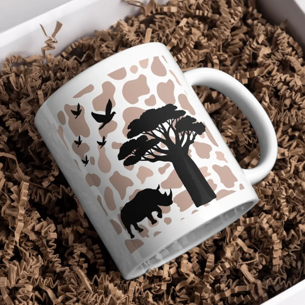 Tasse animaux safari vue de face — mug illustré pour amoureux des animaux céramique nord de France