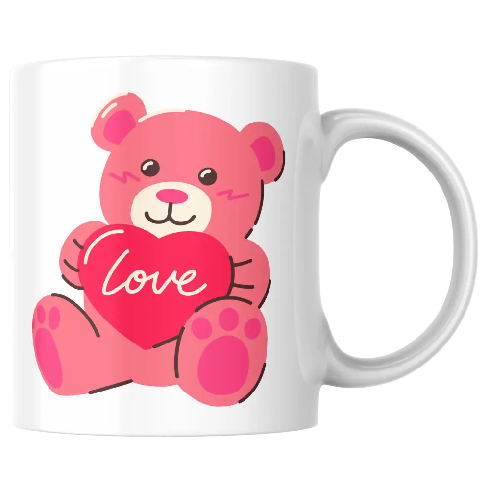 Mug Saint-Valentin ours rose – tasse love en céramique – Instant Mugs