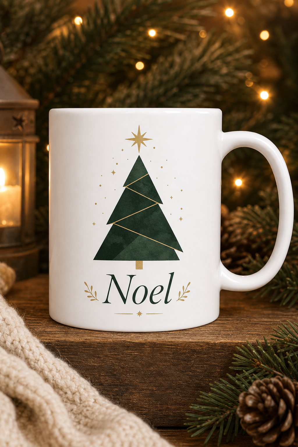 Mug Sapin Noël Minimaliste personnalisé – élégance festive | Instant Mugs