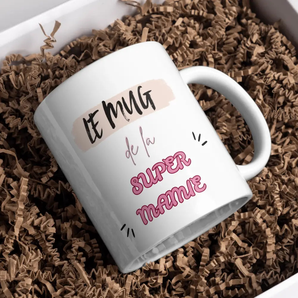 Tasse cadeau mamie vue de face — mug grand-mère floral céramique 330 ml nord de France