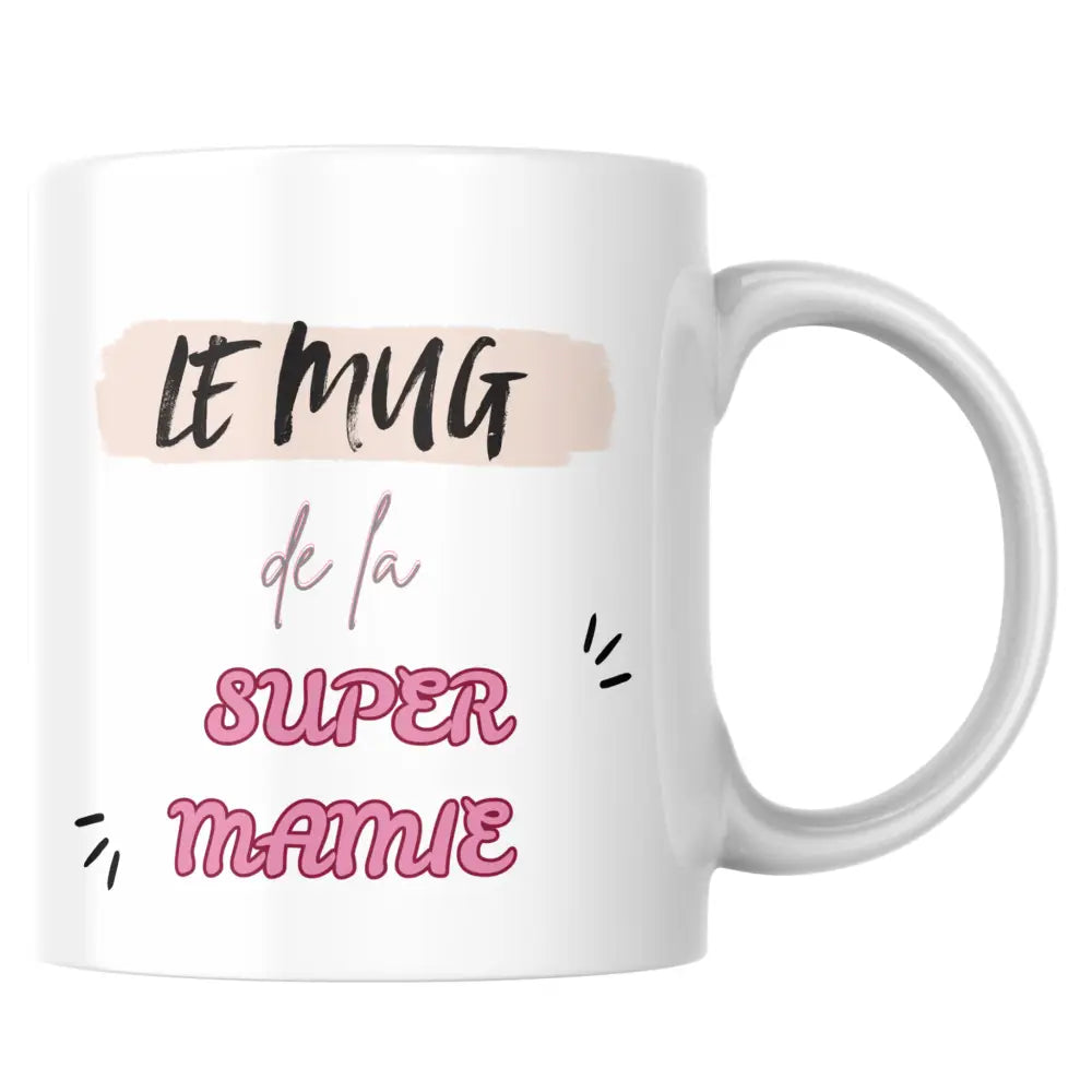 Mug céramique cadeau mamie — mug fête des mamies – tasse “super mamie” en céramique tasse illustrée artisanale Made in F