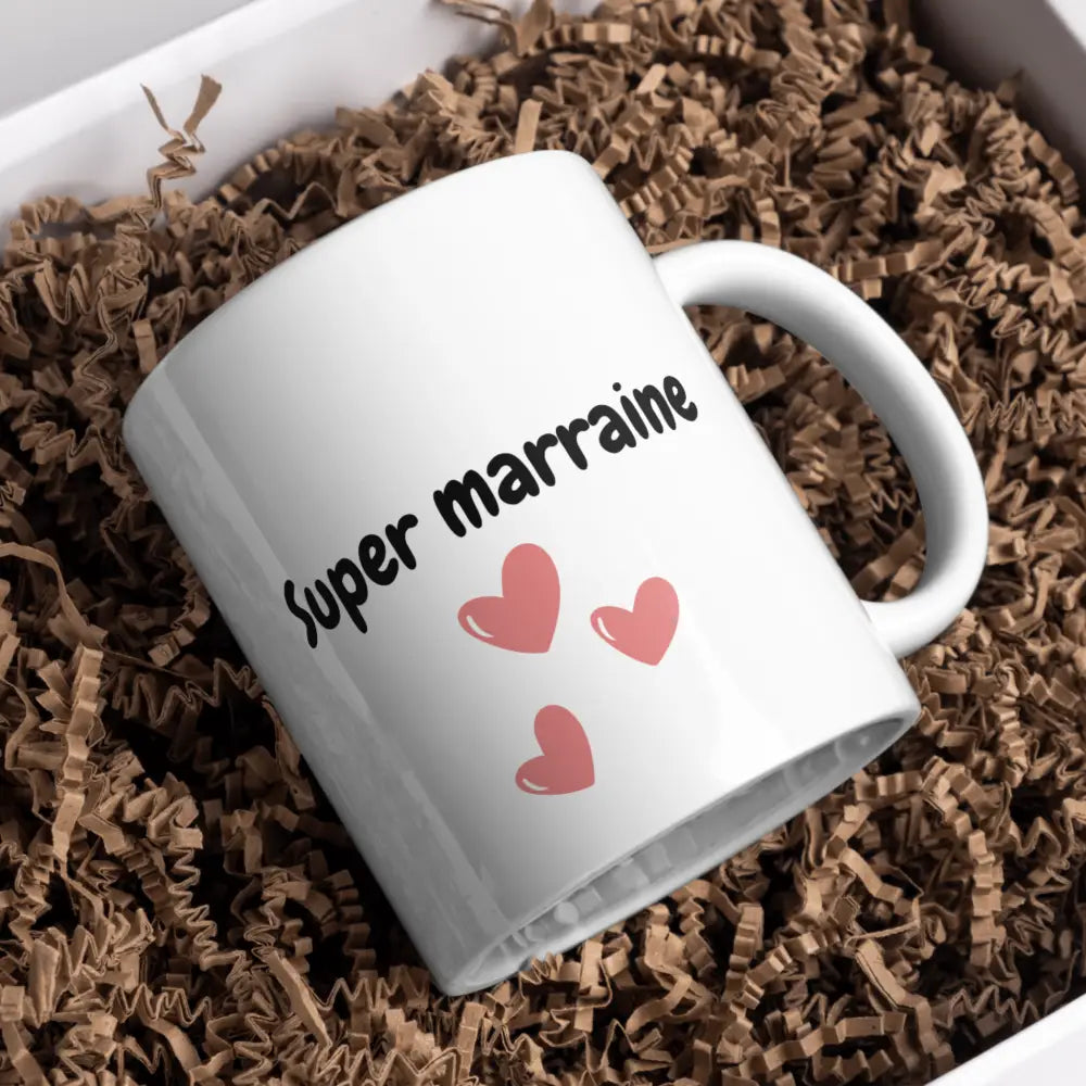 Tasse marraine vue de face — mug cadeau baptême famille céramique 330 ml