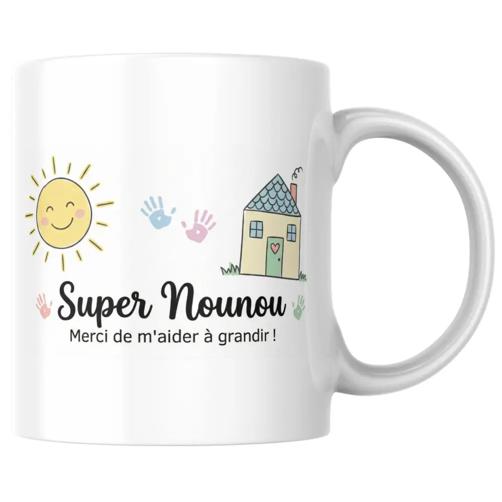 Mug céramique super nounou - merci de m'aider à grandir ! — tasse illustrée artisanale Made in France