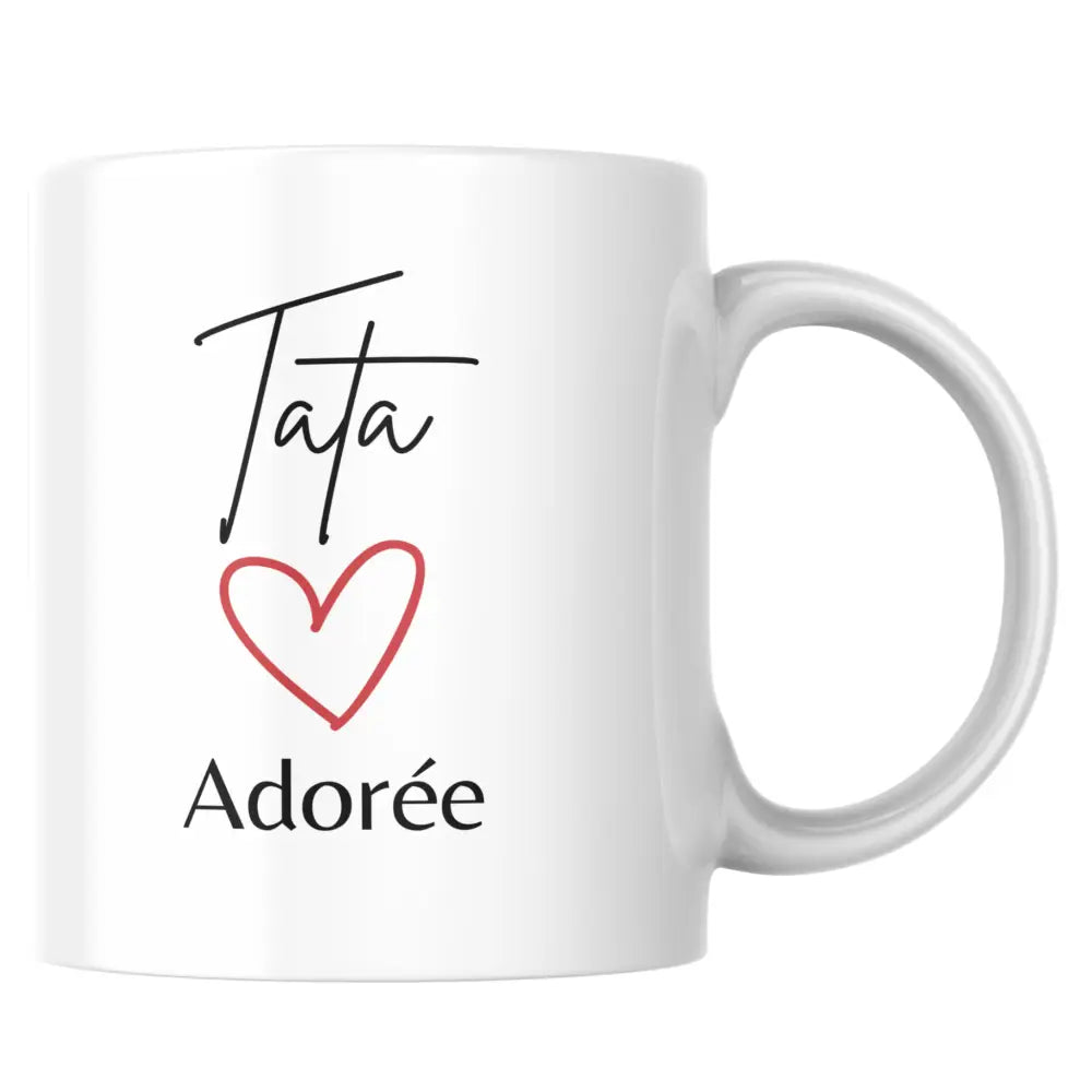 Mug céramique cadeau tata — mug tata “tata adorée” personnalisable illustré artisanal Made in France