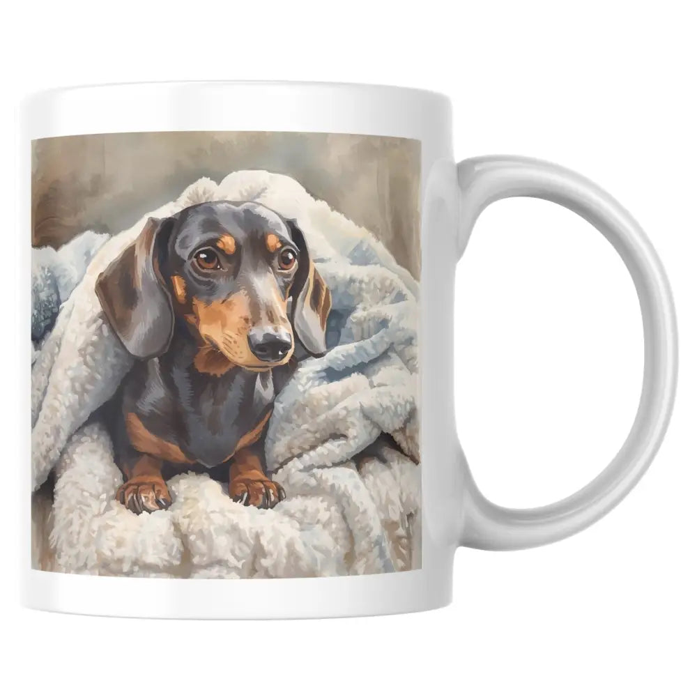 Mug céramique teckel illustré — tasse kawaii mignonne artisanale Made in France 330 ml