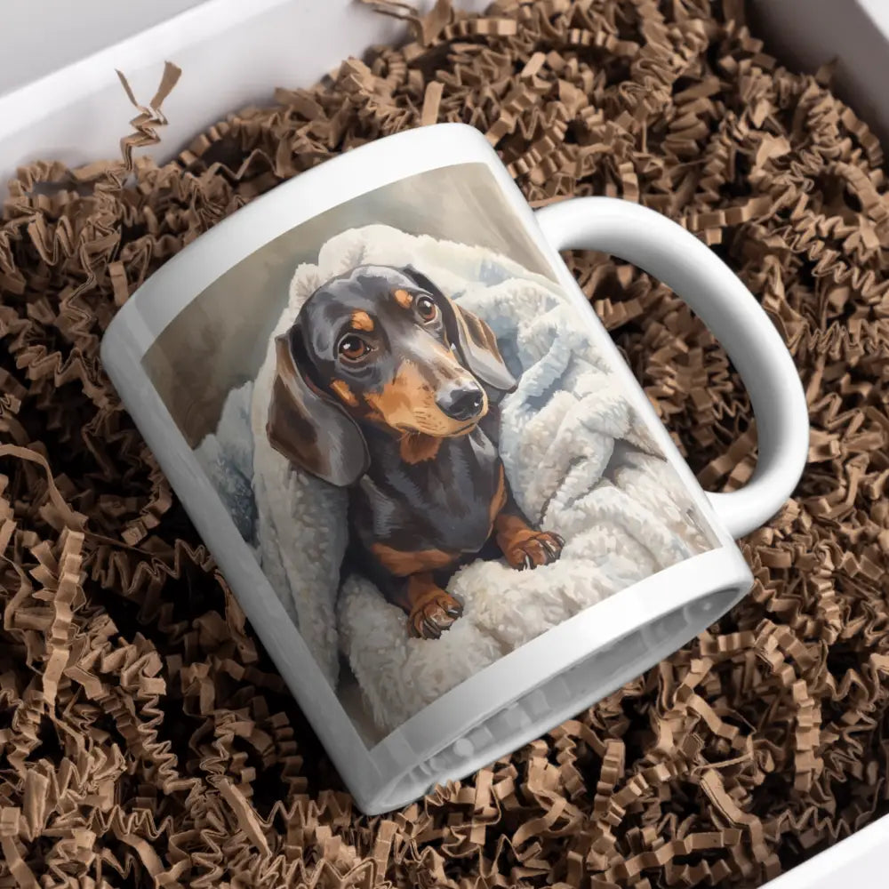 Tasse teckel vue de face — mug illustré pour amoureux des animaux céramique nord de France