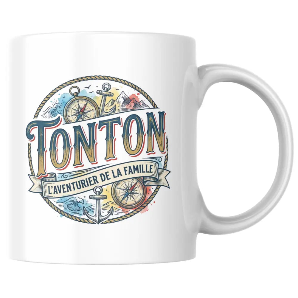 Mug céramique cadeau tonton — mug tonton aventurier - tasse cadeau illustrée illustré artisanal Made in France