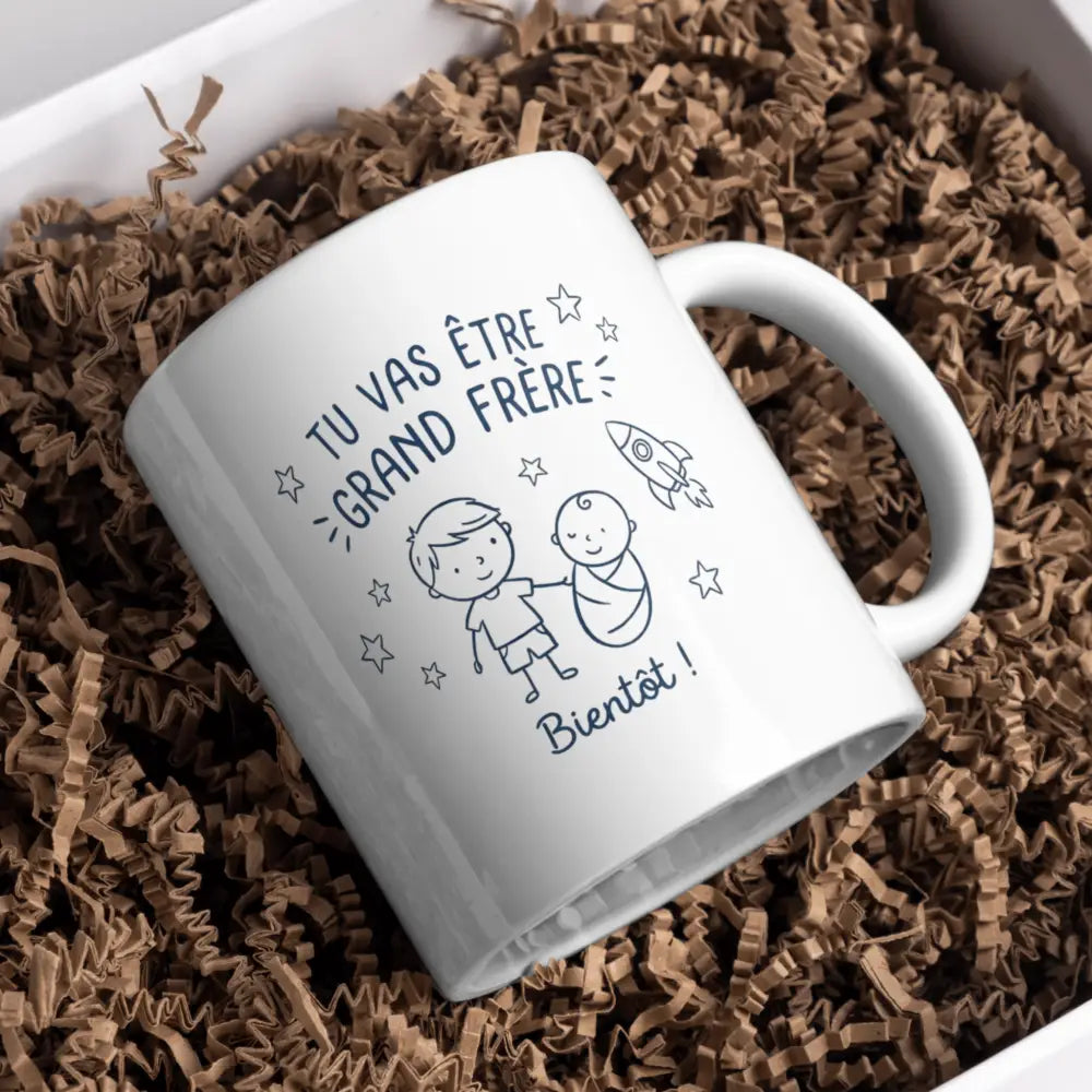 Tasse mug tu vas être grand frère - annonce te vue de face — mug cadeau bébé en route céramique 330 ml