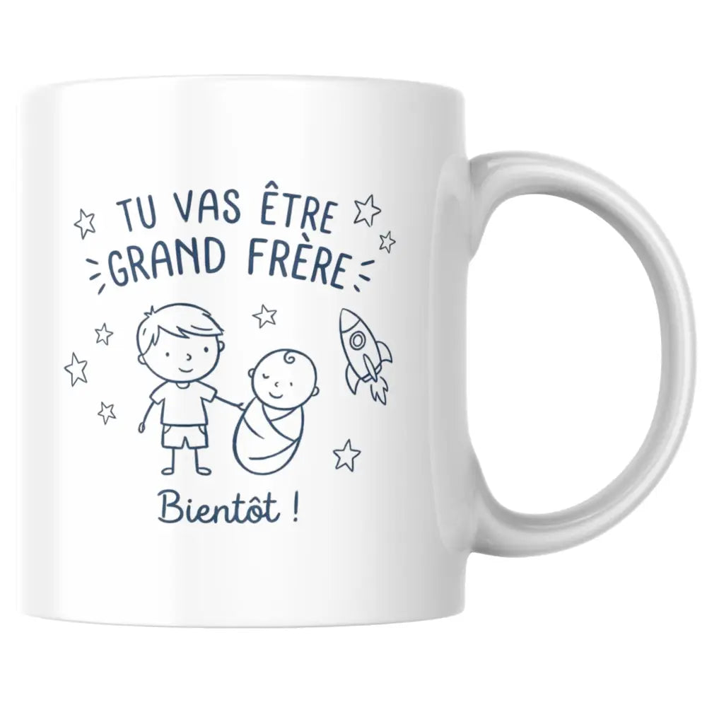 Mug céramique annonce grossesse — mug tu vas être grand frère - annonce tendre, artisanal Made in France