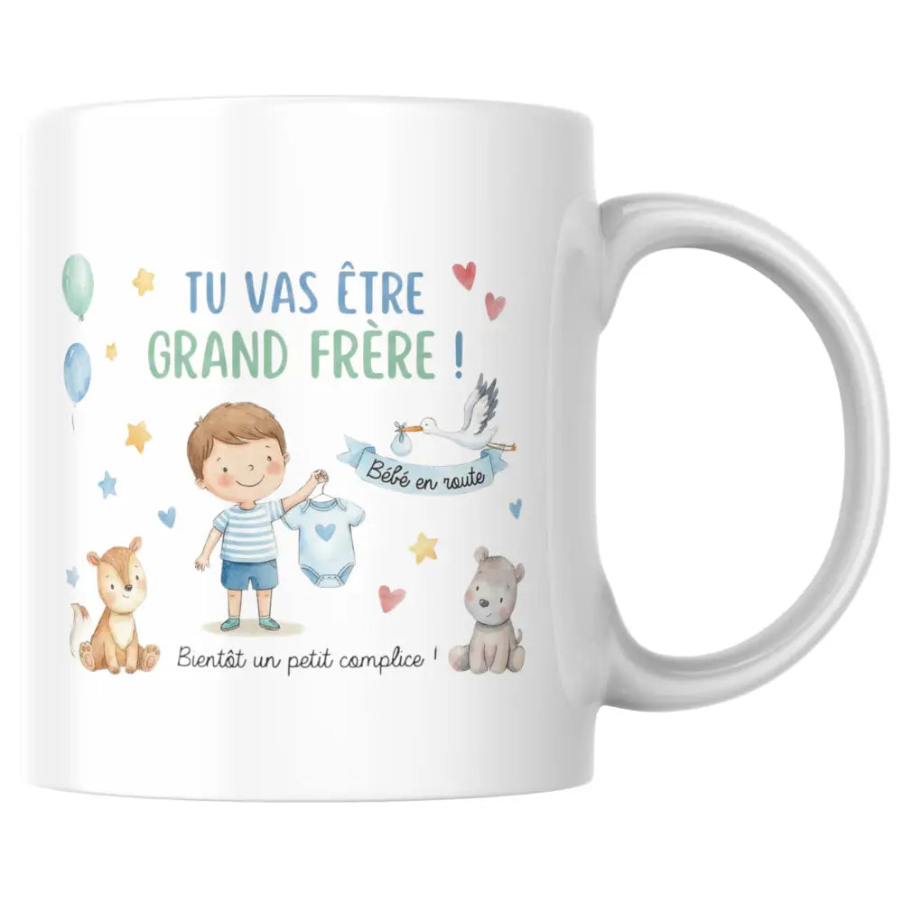Mug céramique annonce grossesse — mug tu vas être grand frère ! - cadeau annonce bébé, artisanal Made in France