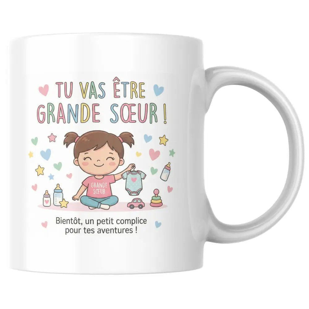 Mug céramique annonce grossesse — mug tu vas être grande sœur - cadeau future grande sœur, artisanal Made in France